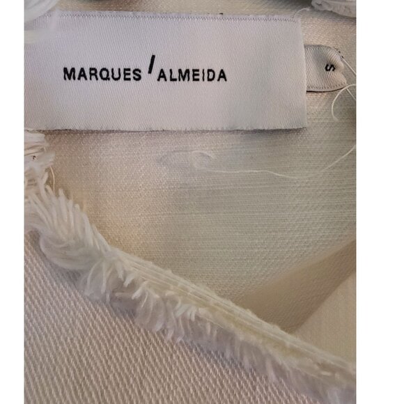 Marques ' Almeida White Denim Tunic / Mini Dress with Frayed Trim Womens Size S - Picture 6 of 6